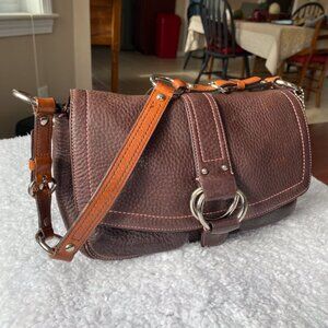 Vintage Y2K COACH CHELSEA Pebbled Bown Leather Flap Satchel Shoulder Bag Purse